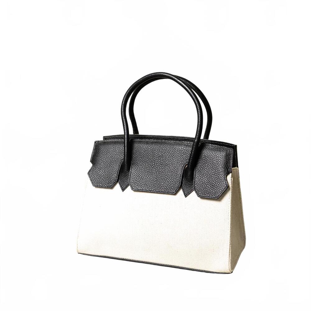 NEW FLOREZ women's emma atuel canvas and leather bag in black